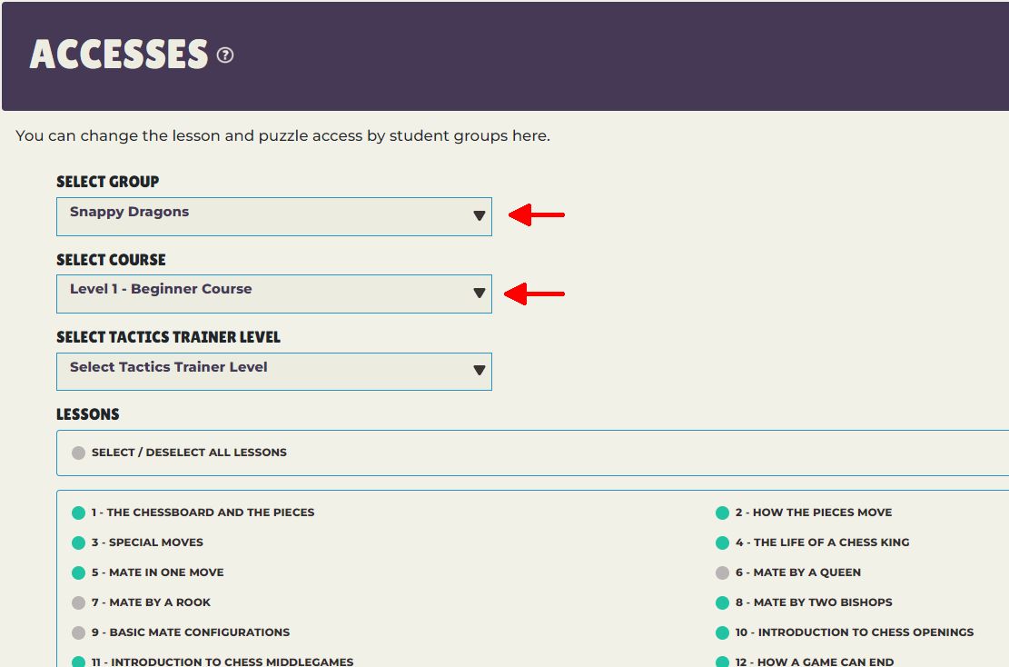 Learning Management - Lesson Access